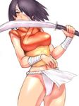  bandages copyright_request fumio_(rsqkr) fundoshi hair_over_one_eye japanese_clothes short_hair solo sword weapon 