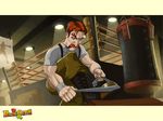  boots brown_hair glint nintendo punch-out!! punch_out!! punching_bag shoe_shine von_kaiser 