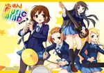  akiyama_mio bad_id bad_pixiv_id black_eyes black_hair blonde_hair blue_eyes brown_eyes brown_hair drum drum_set guitar hirasawa_yui instrument jin_young-in k-on! kotobuki_tsumugi left-handed long_hair microphone microphone_stand multiple_girls panties pantyhose pantyshot school_uniform short_hair striped striped_panties synthesizer tainaka_ritsu underwear 