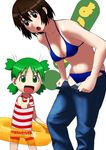  ayase_fuuka bikini bob_cut brown_hair denim eyebrows jeans kazunari koiwai_yotsuba multiple_girls pants swimsuit thick_eyebrows yotsubato! 