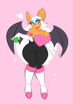  2019 averyshadydolphin bat_wings big_breasts big_ears black_clothing boots breasts chaos_emerald chiropteran cleavage clothed clothing eyelashes female footwear fur gloves grin mammal membranous_wings rouge_the_bat small_tail smile sonic_(series) thick_thighs white_fur wide_hips wings 
