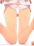  akinbo_(hyouka_fuyou) ass barefoot blouse close-up kneeling miniskirt original panties pantyshot pink_hair pink_panties skirt trefoil underwear 
