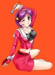  asamiya_athena athena_asamiya king_of_fighters kof microphone purple_hair short_hair smile snk wink 