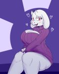  &lt;3 2019 anthro big_breasts blush boob_window_sweater boss_monster bottomless bovid breasts caprine clothed clothing female fur goat long_ears mammal mature_female mostly_clothed red_eyes smashcooper smile solo sweater thick_thighs toriel undertale video_games white_fur 