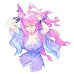  animal_ears breasts cleavage copyright_request large_breasts long_hair nakatomi_ryou pink_hair solo 