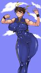  breasts chun-li huge_breasts nipples rhemora solo street_fighter 