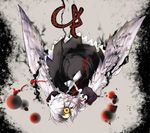  aoguu blood feathered_wings feathers futaba_channel harpy monster_girl nijiura nijiura_maids solo wings yabai 