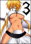  arrancar bleach blonde_hair breasts espada green_eyes midriff mitora5 sword thighs tia_harribel tier_harribel underboob weapon 