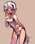  bad_id bad_pixiv_id blush confused eyebrows inubashiri_momiji mask panties sketch solo surgical_mask tail touhou towel tsuru_(clainman) underwear white_hair 