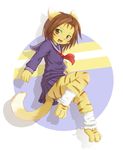  animal_ears bloody_roar bottomless brown_eyes brown_hair cat_ears cat_tail claws fur furry nonomura_uriko paws school_uniform short_hair skirt solo tail 