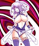  areolae beatmania beatmania_iidx breasts drill_hair eu03 huge_breasts panties purple_eyes purple_hair solo thighhighs umegiri_hifumi underwear 