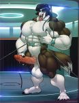  2019 5_fingers abs anthro balls biceps blue_eyes canid canine canis domestic_dog erection growth huge_biceps huge_muscles huge_pecs humanoid_penis kihu mammal masturbation muscle_growth muscular navel nipples open_mouth pecs penile_masturbation penis penis_growth saggy_balls saliva smile solo standing tongue tongue_out uncut 