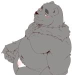  2019 anthro belly blush clothing fundoshi hugo_(jumperbear) humanoid_hands japanese_clothing jumperbear male mammal navel overweight overweight_male simple_background solo underwear ursid white_background 