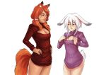  animal_humanoid breasts bunny_(dure) bunny_and_fox_world canid canid_humanoid canine canine_humanoid cleavage clothed clothing d-rex duo dure ears_down female fox fox_(figgylicious) fox_humanoid fur hair humanoid lagomorph lagomorph_humanoid mammal markings rabbit rabbit_humanoid red_eyes sweater whisker_markings 