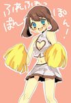  1girl blue_eyes breasts brown_hair cheerleader haruka_(pokemon) heart_cutout highres nintendo pokemon solo 