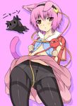  animal_ears backpack bad_id bad_pixiv_id bag cat_ears crotch_seam daive from_below highres kaenbyou_rin kaenbyou_rin_(cat) komeiji_satori midriff navel panties panties_under_pantyhose pantyhose pantyshot pink_eyes pink_hair solo tail thighband_pantyhose touhou underwear upskirt white_panties wind wind_lift 