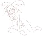  1girl asuna_(pokemon) bikini flannery gym_leader monochrome outline pokemon solo swimsuit 