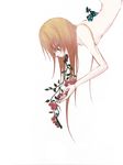  bad_id bad_pixiv_id blonde_hair bug butterfly flower highres insect long_hair memai nude original rose solo surreal vomit 