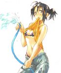  bikini copyright_request denim hose jeans pants sakamoto_atsumu shirt_lift solo swimsuit swimsuit_under_clothes wet wet_clothes 