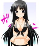  akiyama_mio bangs bikini black_bikini black_eyes black_hair blunt_bangs blush breasts cleavage engo_(aquawatery) hime_cut k-on! large_breasts long_hair solo swimsuit 