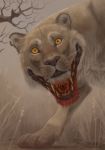  blood bonsha felid feral hi_res invalid_tag lion mammal multi_mouth multifur nightmare_fuel pantherine yellow_eyes 