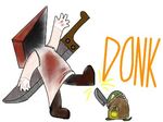  crossover final_fantasy lowres no_humans pyramid_head silent_hill tonberry 