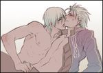  blush gradient gradient_background handjob jacket lick licking lowres male_focus multiple_boys open_clothes open_shirt penis shirt uniform unzipped white_background yaoi 