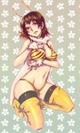  bad_id bad_pixiv_id bee_girl bikini breasts brown_hair cleavage insect_girl julion_(akesuzu) large_breasts monster_girl original short_hair solo swimsuit thighhighs tongue yellow_eyes 