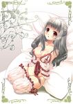  amputee babydoll blush breasts copyright_request frills large_breasts long_hair nipple_slip nipples no_panties pillow pussy quadruple_amputee red_eyes shuuko silver_hair solo stump_cover sweat thighhighs 