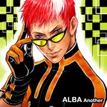  alba_meira gloves king_of_fighters king_of_fighters_maximum_impact kof:_maximum_impact lowres maximum_impact multicolored_hair purple_eyes red_hair short_hair snk sunglasses the_king_of_fighters two-tone_hair white_hair 