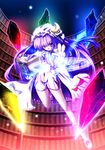  book crystal hat legs library long_hair magic magic_circle moon patchouli_knowledge purple_hair ribbon solo torisan touhou voile 