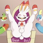  2019 anthro anus balls buckteeth butt digital_media_(artwork) erection fur grookey group hi_res humanoid_penis imminent_sex impish_desires lagomorph looking_at_viewer male mammal nintendo nude penis pok&eacute;mon pok&eacute;mon_(species) presenting presenting_hindquarters primate reptile scalie scorbunny sobble spread_legs spreading starter_trio teeth video_games white_fur 