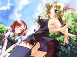  :3 angel_wings antenna_hair armpits asanagi_konatsu ass black_dress black_legwear black_panties blue_eyes blush closed_eyes cloud day dress game_cg garter_belt hair_ornament hair_ribbon hairclip kokoyori_haruka_-surrounded_sea_in_the_world- lingerie long_hair minase_lin multiple_girls murakami_suigun one_eye_closed outdoors panties petticoat pink_hair ribbon sakurakaze_urara school_uniform short_twintails skirt sky sweatdrop thighhighs thighs tree twintails two_side_up underwear wind wind_lift wings 