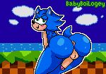  babyboilogey backsack balls big_butt blue_fur blush butt digital_media_(artwork) eulipotyphlan fur girly green_eyes hedgehog male mammal penis pixel_(artwork) solo sonic_(series) sonic_the_hedgehog video_games 