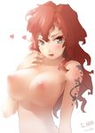  ali_al-saachez bad_id bad_pixiv_id blush breasts brown_hair ddal face genderswap genderswap_(mtf) grey_eyes gundam gundam_00 hands large_breasts long_hair nude solo tattoo 