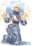  blonde_hair breasts butcherboy kneeling korean large_breasts priestess solo tears torn_clothes translated warcraft world_of_warcraft 