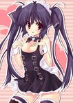  :p black_hair blush garters hair_ribbon kooh long_hair pangya red_eyes ribbon solo thighhighs tongue tongue_out twintails wrist_cuffs yukiwo 