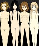  4girls akiyama_mio black_eyes black_hair blonde_hair blue_eyes breasts brown_eyes brown_hair cute female girl hirasawa_yui k-on! kotobuki_tsumugi multiple_girls nude nude_filter photoshop pubic_hair soft standing tainaka_ritsu uncensored yamanaka_sawako 