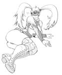  ass blush boots breasts butcherboy greyscale heart large_breasts long_hair lying mask monochrome rainbow_mika solo street_fighter thighhighs twintails 