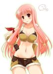  :p armband blush bra gauntlets gloves groin hand_on_hip lingerie long_hair navel pink_hair ragnarok_online red_eyes shorts sniper_(ragnarok_online) solo standing theta_(ponkotsu_works) tongue tongue_out underwear very_long_hair 