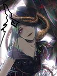  brown_eyes copyright_request green_hair hat long_hair nai_kitsu smile snake solo 