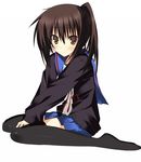  brown_eyes brown_hair cardigan genderswap genderswap_(mtf) kita_high_school_uniform kneeling kuwashima_rein kyonko legs long_hair ponytail school_uniform serafuku sitting solo suzumiya_haruhi_no_yuuutsu thighhighs wariza zettai_ryouiki 