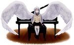  angel angel_beats! instrument long_hair piano seifuku tachibana_kanade wings yellow_eyes 