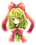  bad_id bad_pixiv_id bow front_ponytail green_eyes green_hair kagiyama_hina long_hair momomiya_mion ribbon solo touhou 