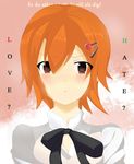  bad_id bad_pixiv_id blush hair_ornament hairpin inami_mahiru nagosan orange_hair scowl short_hair solo working!! 