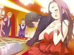  3boys annoyed bracelet breasts bursting_breasts casino formal gambling game_cg haimura_kiyotaka headband jewelry kagami_kouhei kirimiya_mizuki large_breasts long_hair multiple_boys multiple_girls purple_eyes purple_hair smile sweatdrop yume_miru_kusuri 