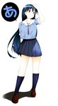  a azumanga_daiou bad_id bad_pixiv_id blue_eyes blue_hair highres kneehighs legs long_hair misaki_takahiro sakaki school_uniform serafuku socks solo 