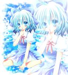  bad_id bad_pixiv_id blue_eyes blue_hair blush cirno momomiya_mion short_hair solo touhou wings zoom_layer 