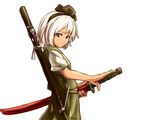  black_hairband dress hairband katana konpaku_youmu shibasaki_shouji solo sword touhou weapon white_hair 