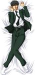  bad_id bad_pixiv_id black_eyes black_hair dakimakura fate/stay_night fate_(series) formal full_body funnyari glasses highres kuzuki_souichirou male_focus necktie no_shoes solo suit unbuckled_belt 